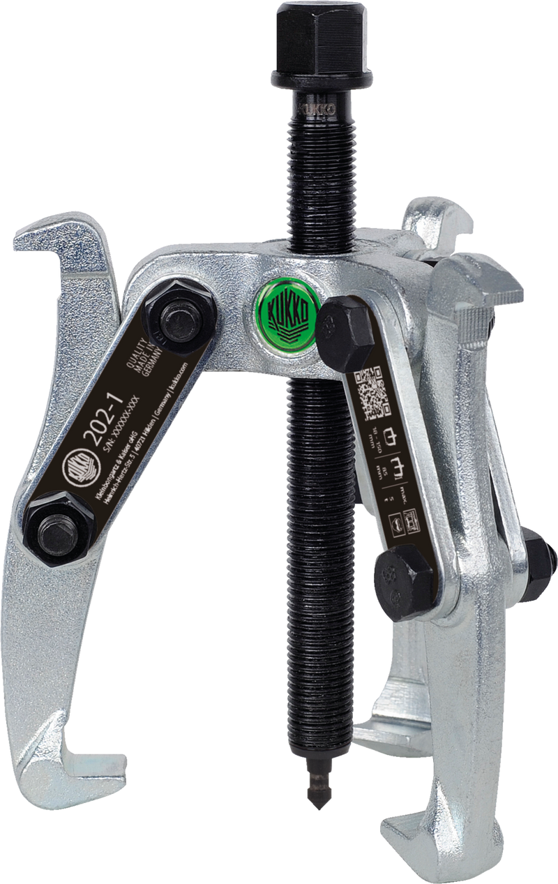Kukko Adjustable 2‑Jaw Tab Puller with Extended Reach for Thin Flanges – 202‑1