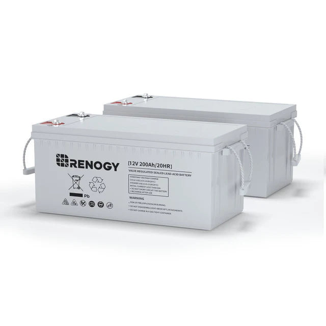 Renogy Deep Cycle AGM Battery 12V 200Ah – 2 Pack – RNG-BATT-AGM12-200x2-US