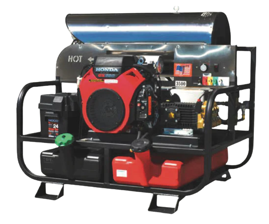 Pressure-Pro Hot Water Pressure Washer Skid 3500 PSI 8.0 GPM Honda GX690 Belt Drive Generator - 8012PRO-35HG