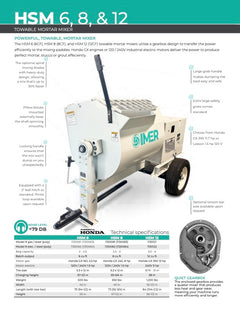 IMER HSM 12 Towable 12 Cu. Ft. Electric Mortar Mixer – 240V 5 HP – 1130122