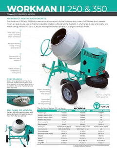 IMER Workman II 250 Towable 9 Cu. Ft. Mixer with Honda GX160 Engine – 1105850